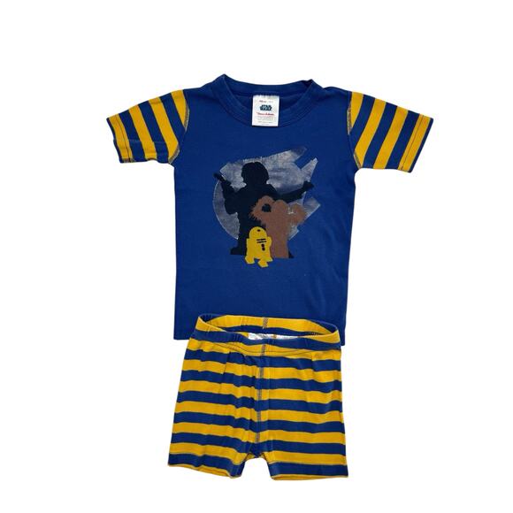HANNA ANDERSSON Star Wars Blue Yellow Short John Pajama Set Size 4 100 Chewy Han - Picture 1 of 7